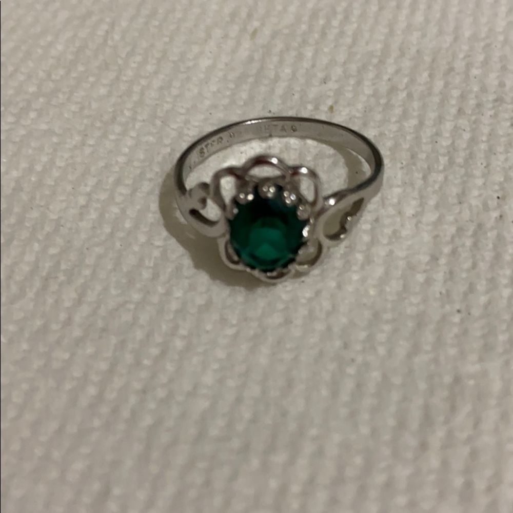 Sterling silver and green stone ring - Picture 4 of 5